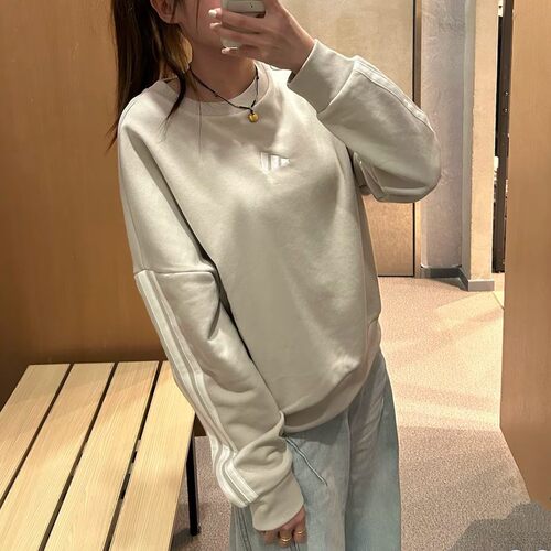 宽松针织套头衫阿迪达斯圆领女