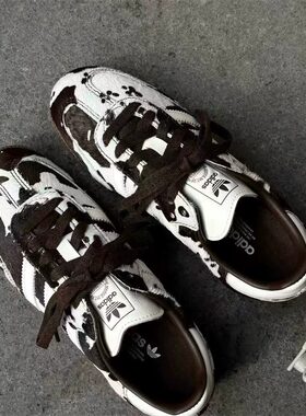 adidas阿迪达斯 T头鞋经典黑白奶牛纹印花鞋运动休闲德训鞋KK2238