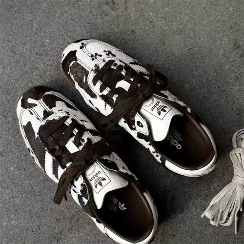 adidas阿迪达斯 T头鞋经典黑白奶牛纹印花鞋运动休闲德训鞋KK2238