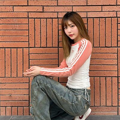 三叶草女长袖针织修身圆领卫衣