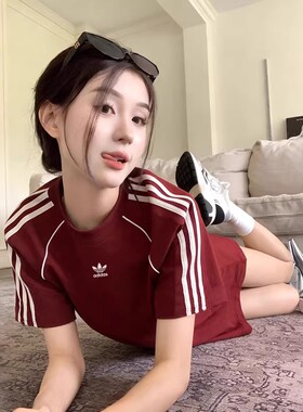 Adidas阿迪达斯三叶草正品男女短袖经典复古红休闲宽松T恤KY2876