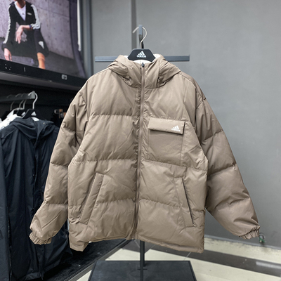 阿迪达斯保暖连帽男子羽绒服外套