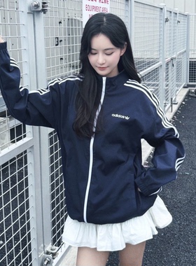 Adidas/阿迪达斯三叶草外套男女简约拉链立领梭织夹克外套 IY1631