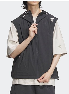 Adidas/阿迪达斯正品新款男士梭织运动宽松连帽马甲JL9962