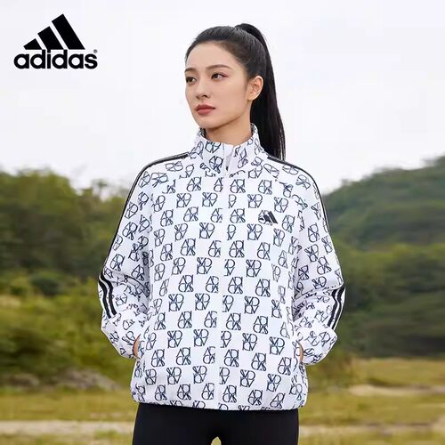 阿迪达斯夹克女2026春季新款经典三条纹防风立领外套JY7702