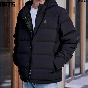 阿迪达斯正品冬季男款女款保暖户外羽绒服短款连帽外套上衣KE5403