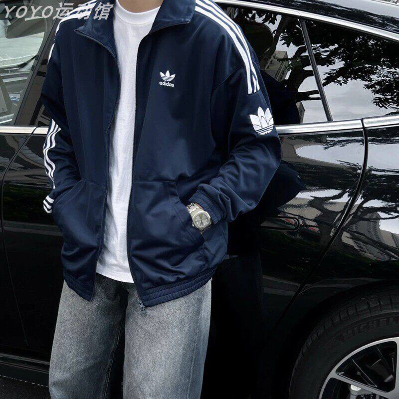阿迪达斯三叶草外套男女同款经典复古立领防风休闲夹克正品JL8398