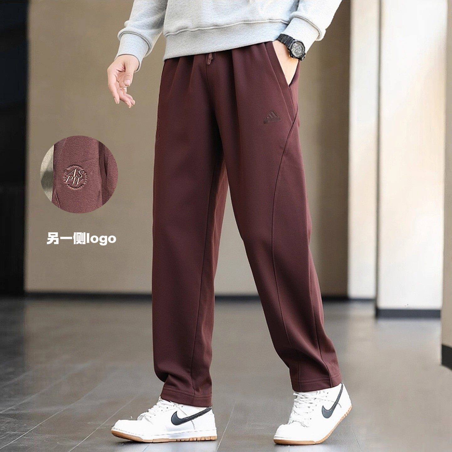 正品阿迪达斯男裤2026冬季新款运动裤休闲直筒纯棉薄绒长裤JI8625
