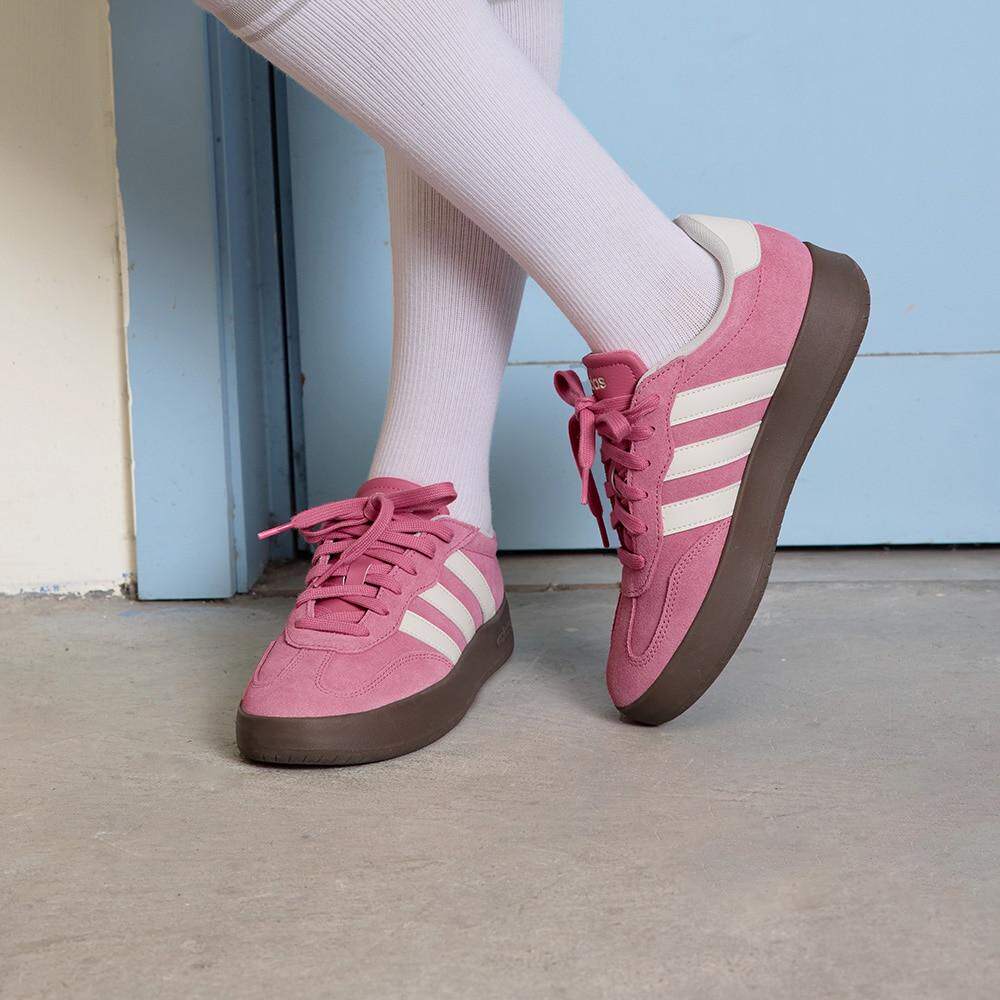 Adidas阿迪达斯鞋子厚增高德训鞋男女复古低帮平底鞋粉色简约休闲