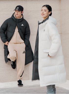 Adidas阿迪达斯男女25冬季新款保暖防寒长款羽绒服连帽外套KE5406
