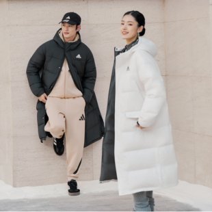 羽绒服连帽外套KE5406 保暖防寒长款 Adidas阿迪达斯男女25冬季 新款