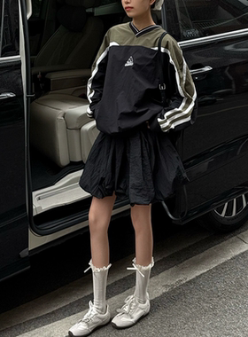 正品阿迪达斯卫衣男女复古V领宽松运动休闲套头衫JD5395 JD5396