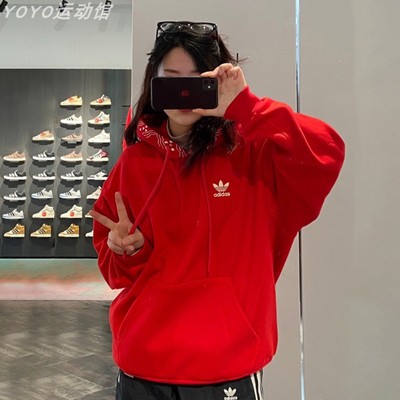 阿迪达斯男女加绒保暖休闲套头衫