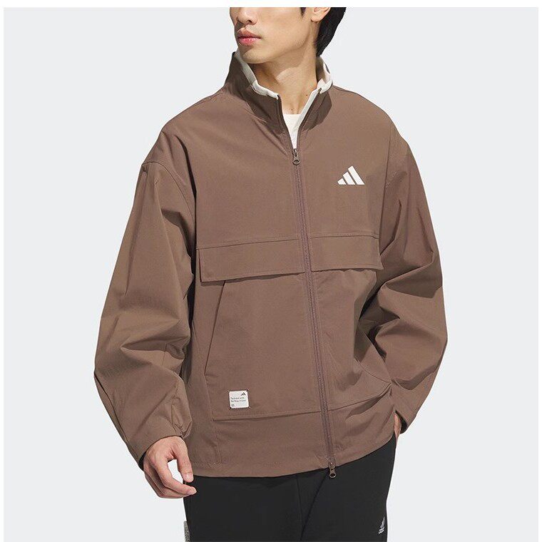 Adidas阿迪达斯防风外套男新款运动休闲宽松立领简约夹克JM3407