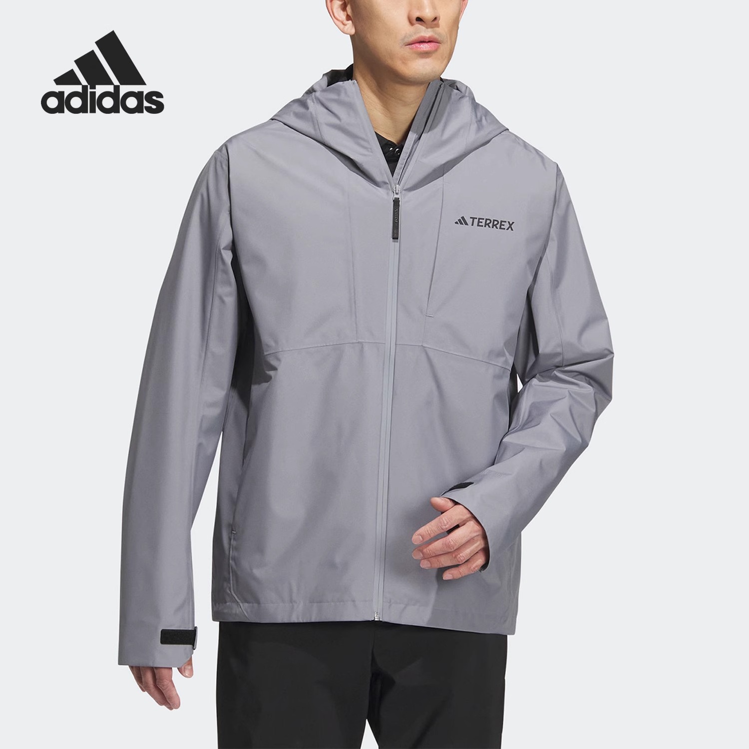 阿迪达斯运动服男子连帽防风外套