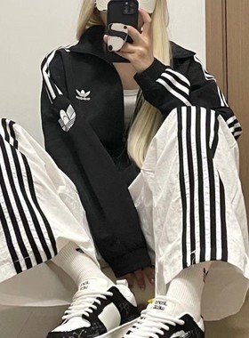 阿迪达斯三叶草外套男女春季正品新款复古立领运动上衣夹克JL8396