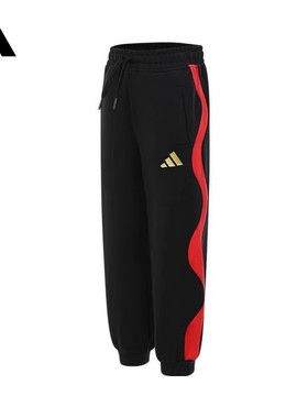 阿迪达斯童装正品25春男女小童新年双面针织休闲运动长裤JM5843