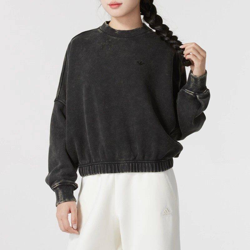 阿迪达斯三叶草女装春季新款纯棉宽松长袖圆领卫衣套头衫IW5756