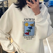 Adidas阿迪达斯正品男子圆领加绒套头卫衣运动休闲上衣宽松IX6745