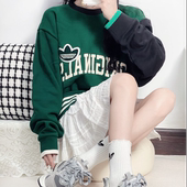 阿迪达斯三叶草卫衣男女春季 上新拼接针织透气圆领宽松套衫 HZ8923