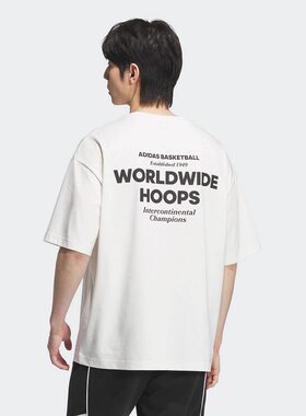 Adidas阿迪达斯宽大篮球风半袖2026夏男女训练运动短袖T恤 KD4292