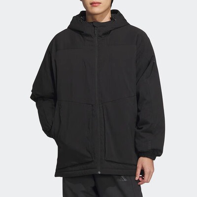 阿迪达斯棉衣男装正品2026冬季运动服保暖连帽棉服外套JY4195