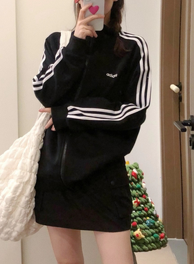 Adidas阿迪达斯男女秋新款三条杠运动百搭复古立领外套DQ3070