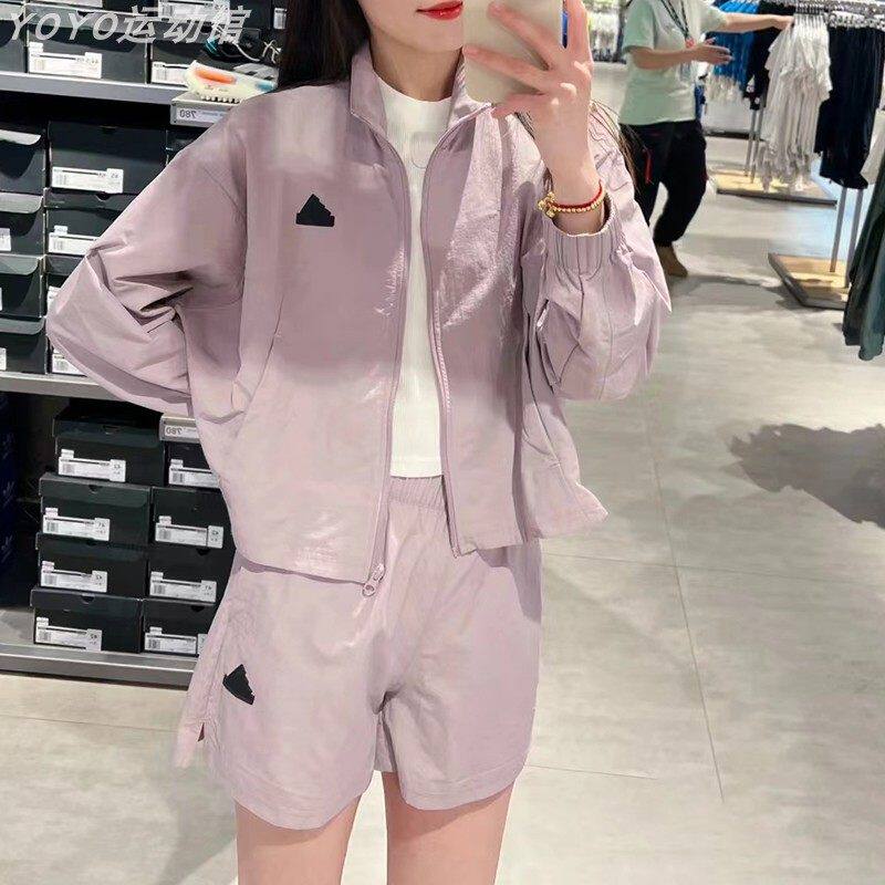 阿迪达斯套装女夏季轻薄透气防晒衣Adidas运动两件套正品IS0918
