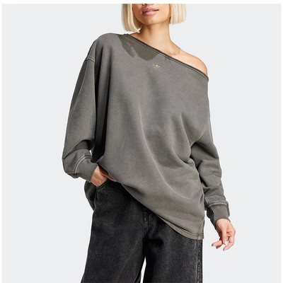 Adidas/阿迪达斯正品三叶草女士休闲时尚斜肩露肩卫衣JI5731