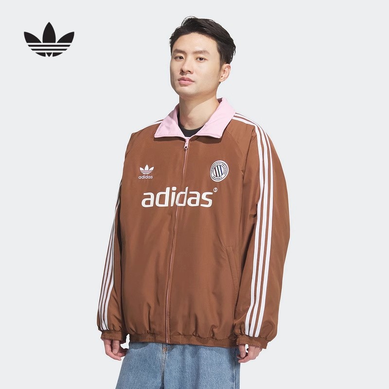 Adidas阿迪达斯三叶草男装冬季复古保暖双面穿运动宽松棉服JL8353