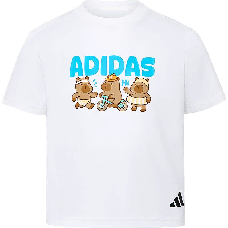 Adidas阿迪达斯2026新款男童装运动速干青少年帅气短袖t恤KZ0343