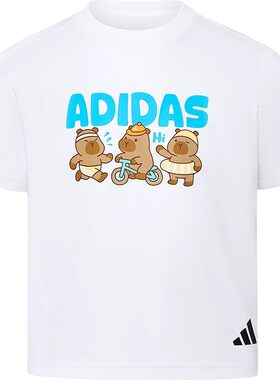 Adidas阿迪达斯2026新款男童装运动速干青少年帅气短袖t恤KZ0343