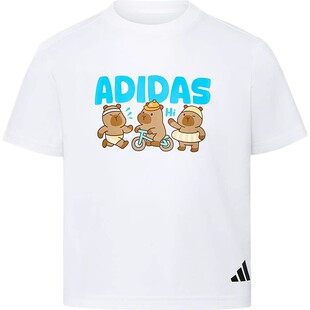 Adidas阿迪达斯2026新款男童装运动速干青少年帅气短袖t恤KZ0343