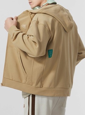 Adidas阿迪达斯针织连帽夹克男装运动训练宽松跑步外套正品IT3964