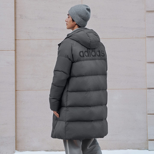 新款 Adidas 冬季 羽绒服男款 保暖连帽加厚外套KQ5516 阿迪达斯长款