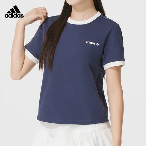 阿迪达斯三叶草女装2026夏季新款运动休闲圆领短袖T恤正品JM7973