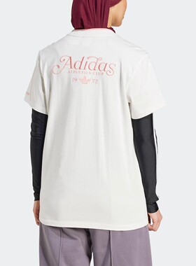 Adidas三叶草阿迪三叶草女子刺绣时尚印花运动百搭短袖T恤IX3554