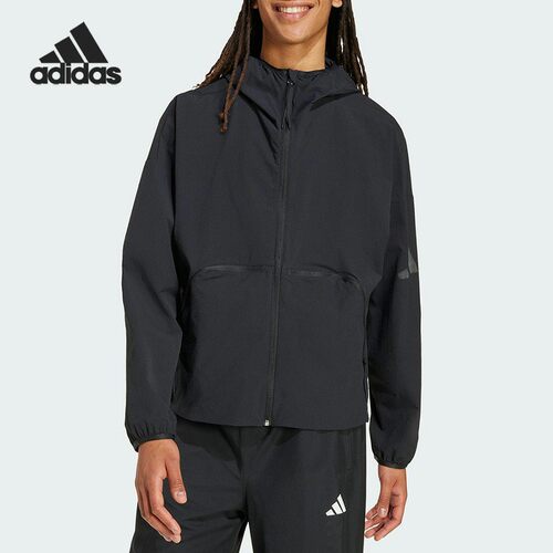 Adidas防风休闲运动夹克连帽外套