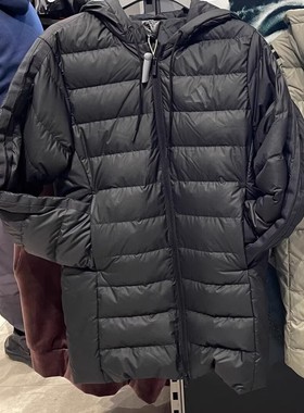 阿迪达斯男子中长款羽绒服三条杠纯色简约保暖外套JM4061 JM4062