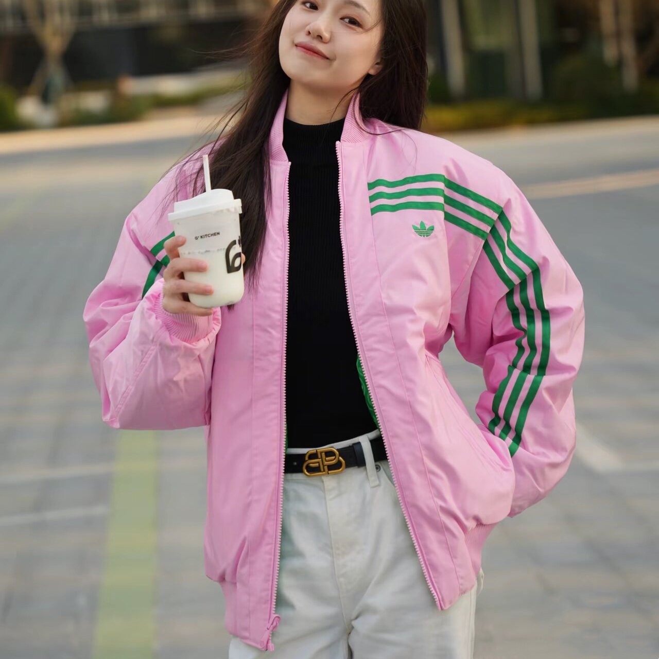 Adidas阿迪达斯正品三叶草女士2026新款双面穿保暖宽松棉服JN7656