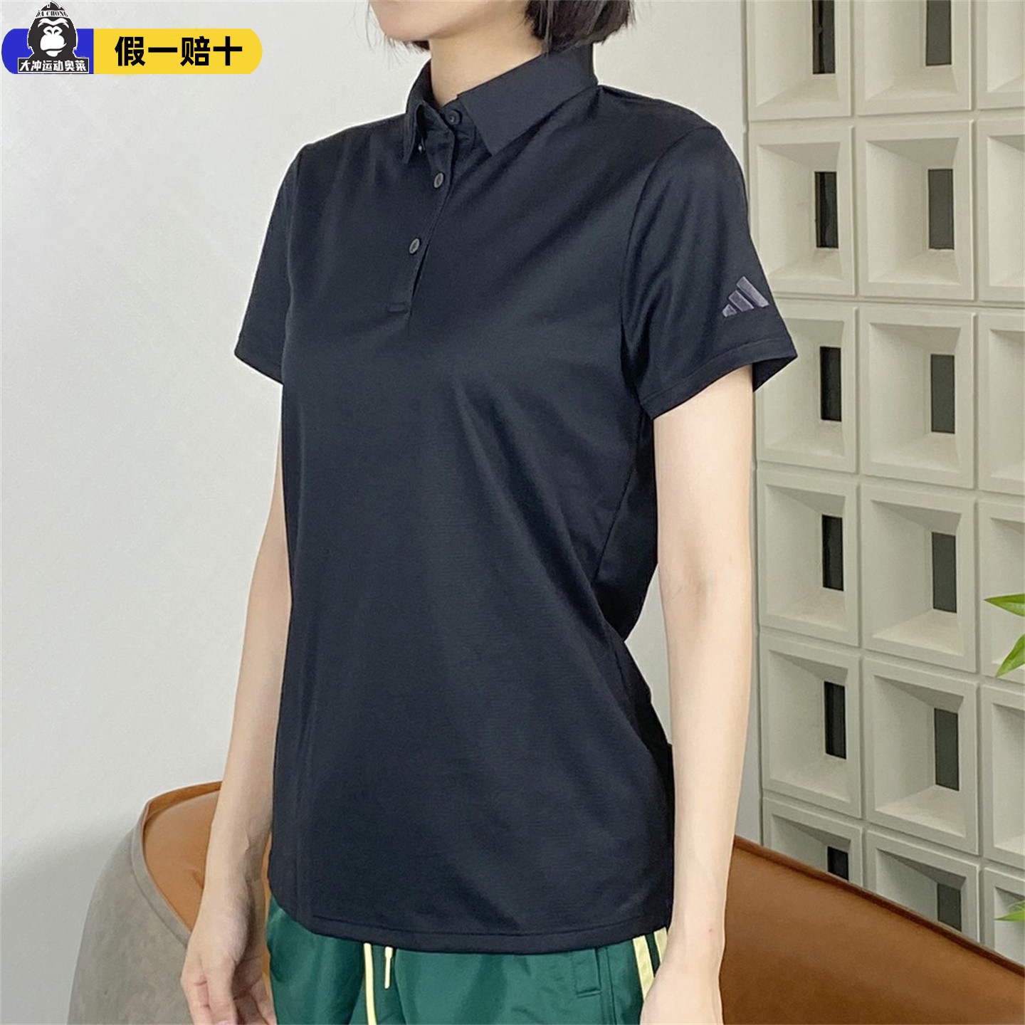 阿迪达斯POLO衫短袖女夏季高尔夫翻领速干运动休闲T恤正品JF0990