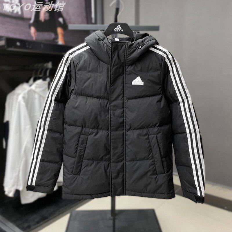 阿迪达斯羽绒服男女情侣款冬季鸭绒保暖防风休闲夹克正品JW6732