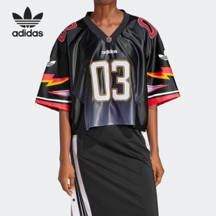 Adidas/阿迪达斯正品三叶草女士V领运动舒适透气宽松短袖 JX9217