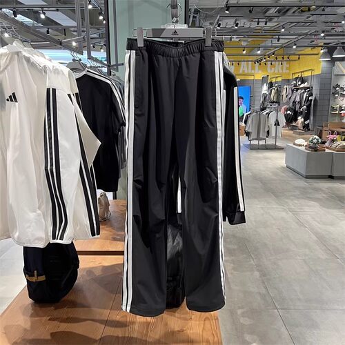 正品ADIDAS阿迪达斯男子2026新款三条杠梭织休闲伞裤长裤KC3906