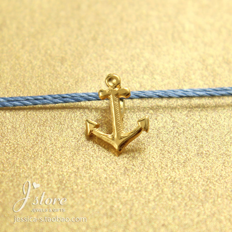 经典船锚吊坠丝线许愿项链