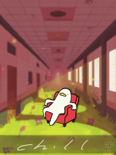 放松中的大白鹅贴纸原创躺坐休息