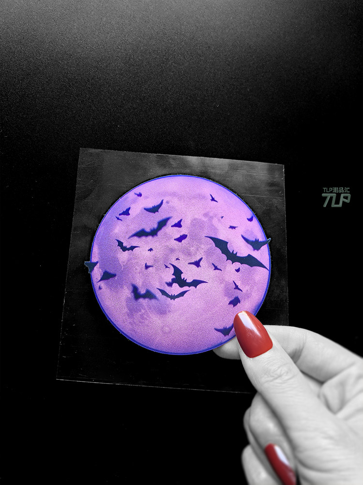 TLP反光车贴 原创 蝙蝠紫月 满月万圣节前夜 防水多用汽摩贴纸