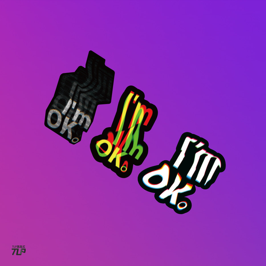 tlp反光车贴 白日梦系列故障扭曲梦幻英文字体im ok我很好贴纸