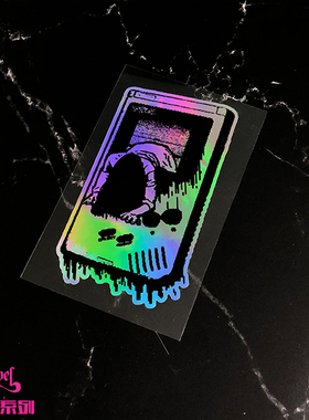 TLP镭射车贴 GBC掌机午夜长发阿飘电影爬出恶搞像素版汽摩贴纸