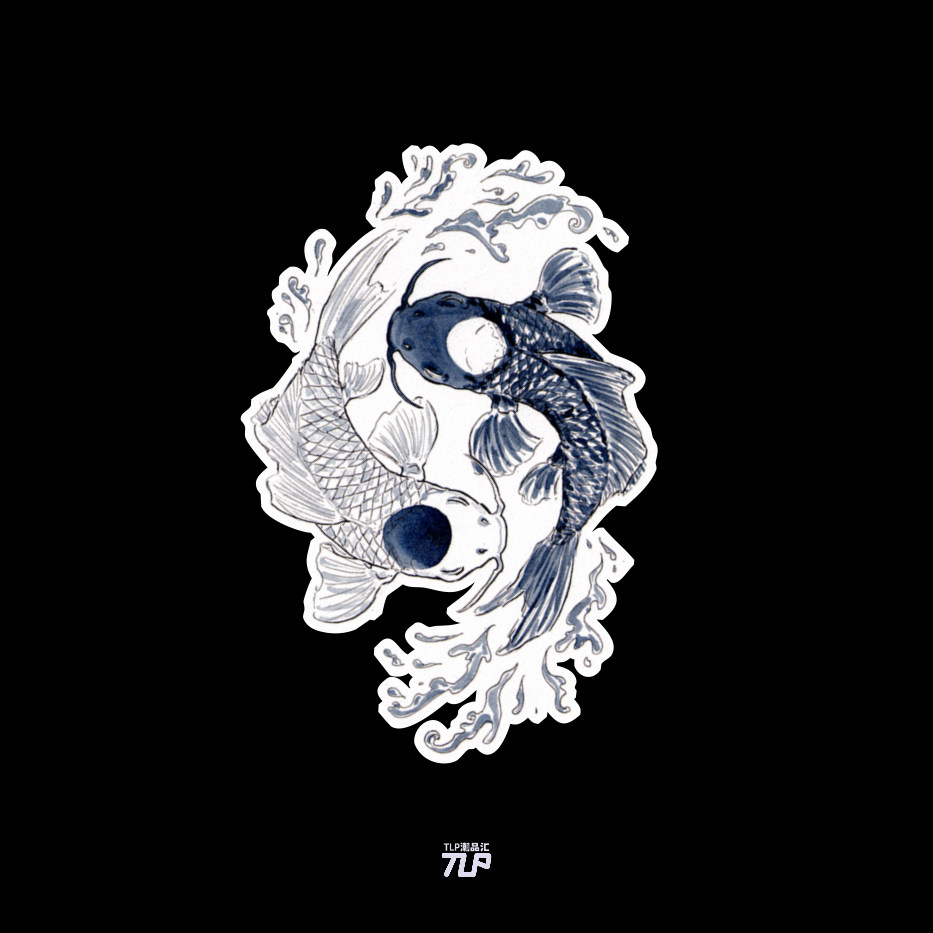 tlp反光车贴 八卦锦鲤鲤鱼动物贴纸 笔记本贴行李箱贴玻璃车门贴